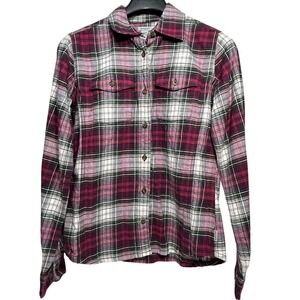 Carhartt Women's Plaid Flannel Shirt Small (4/6) Long Sleeve Button-Up Red White
